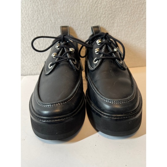 The Kooples Paris Black Leather Oxford Platform Lace‎ Up Shoes Women's Size 38 - Picture 11 of 11